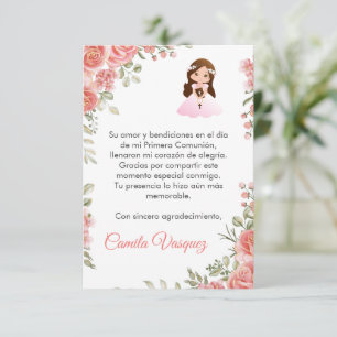 Aquarellrosa Rosen Niedlich Erste Kommune Dankeskarte