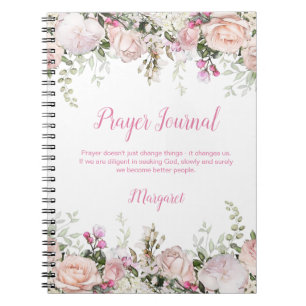 Aquarellrosa Rosen und Grüngepflegtes Journal Notizblock