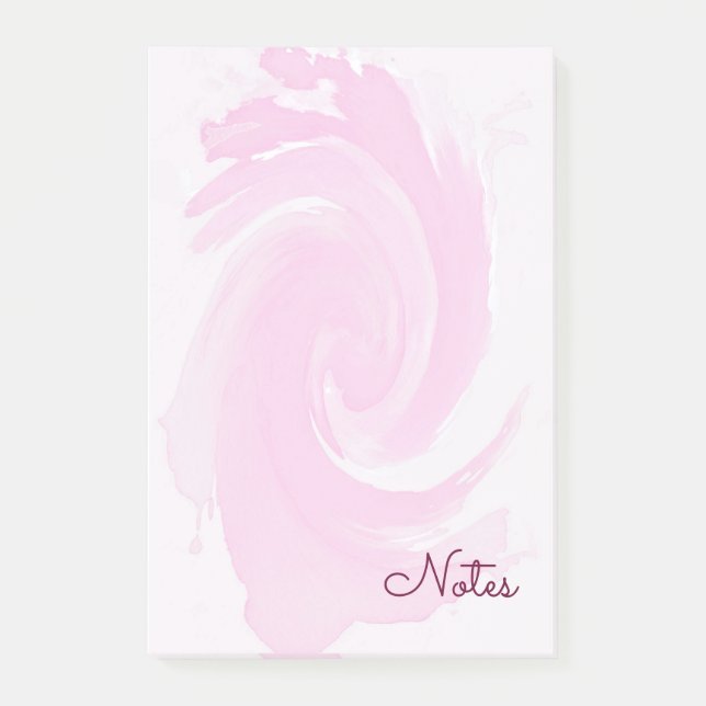 Aquarellrosa Spiralen-Bürstenanschläge Post-it Klebezettel (Vorderseite)