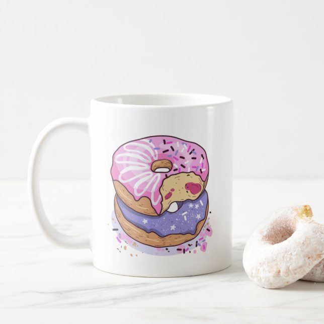 Aquarellrosa und Lila Donuts mit Sprinklen Kaffeetasse (Mit Donut)