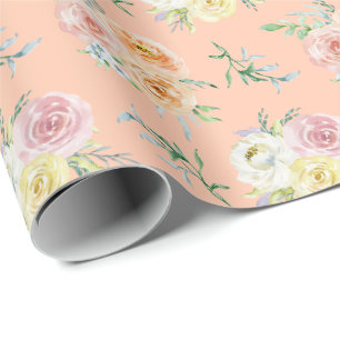 Aquarellrosen auf Orange Geschenkpapier