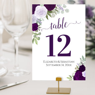 Aquarellrosen Elegante Pflaume Lila Hochzeit Tischnummer