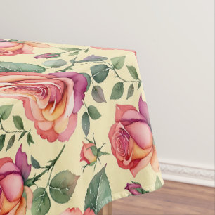 Aquarellrosen in Korallen- und Magentafarbtönen Tischdecke