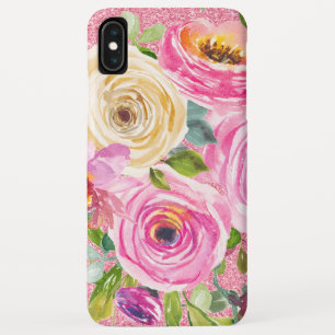 Aquarellrosen in Rosa und Creme mit rosa Glitter Case-Mate iPhone Hülle