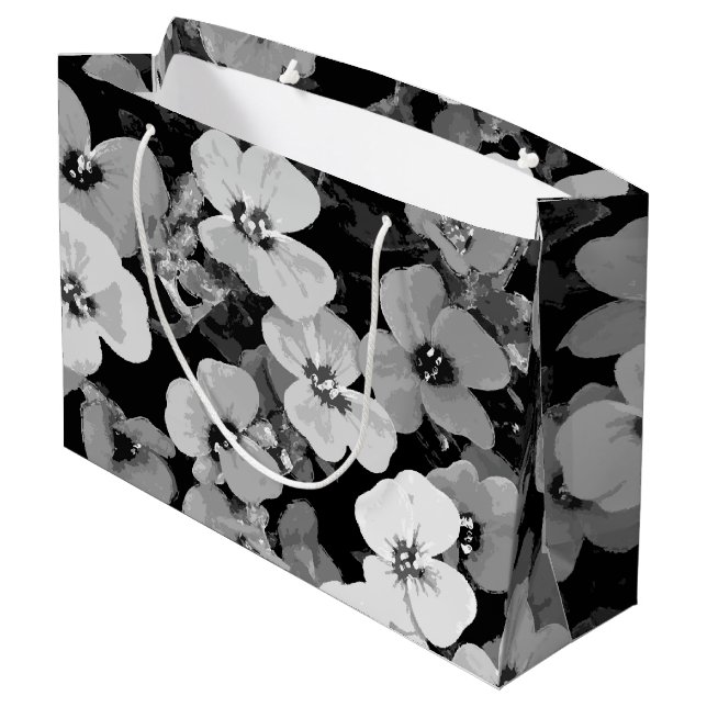 Aquarellrot - Blume 2 Große Geschenktüte (Rückseite Schrägansicht)