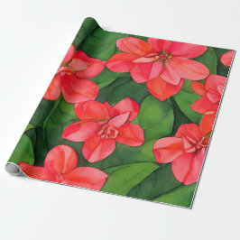 Aquarellrot Ixora Coccinea inspiriert Geschenkpapier