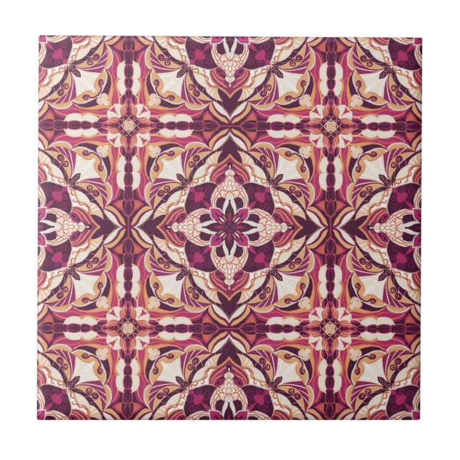 Aquarellrot Red Azulejo Spanish Tile Fliese (Vorderseite)