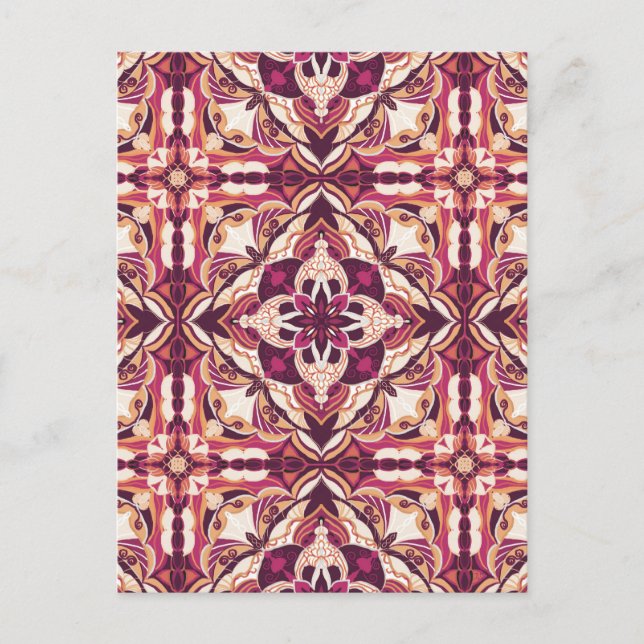 Aquarellrot Red Azulejo Spanish Tile Postkarte (Vorderseite)