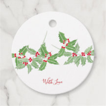 Aquarellrot und grüner Holly Bough