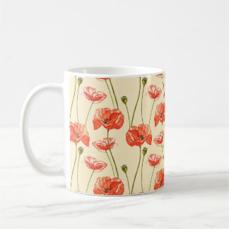 Aquarellrote Mohnchen. Nahtlose Muster. Wild fl Kaffeetasse