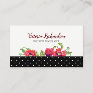 Aquarellrote Pupien Blumendesign Visitenkarte