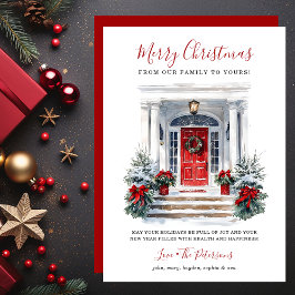 Aquarellrote Tür Frohe Weihnachten