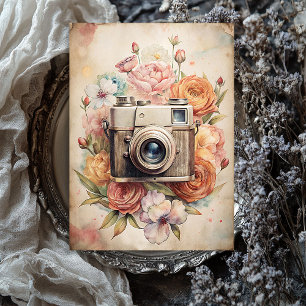 Aquarellrücklaufkamera alte Fotos Rose Seidenpapier
