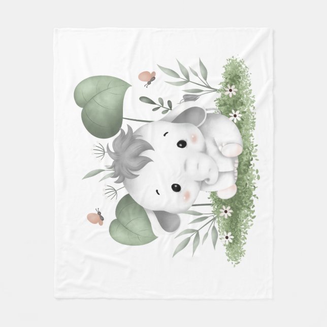 Aquarellsafari Elefant im Babydesign Fleecedecke (Vorderseite)