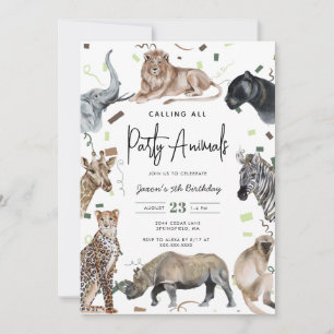 Aquarellsafari ruft alle Tiere zum Geburtstag auf Einladung