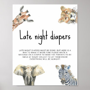 Aquarellsafaris - Späte Nacht Windeln Poster