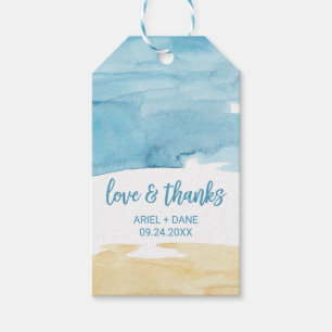 Aquarellsand und Meer "Liebe & Dank" Geschenkanhänger