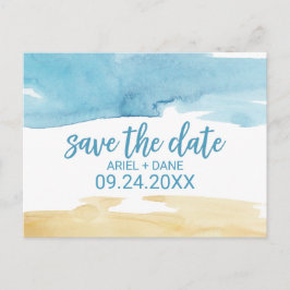 Aquarellsand und Meer Save the Date Ankündigungspostkarte