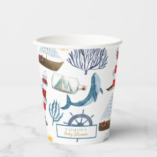 Aquarellsäulenwal-Sea-Babydusche Pappbecher