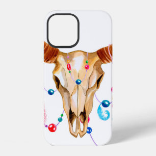 Aquarellschädel isoliert auf Weiß iPhone 12 Hülle