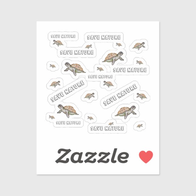 Aquarellschildkröte Rette Natur Aufkleber (Blatt)