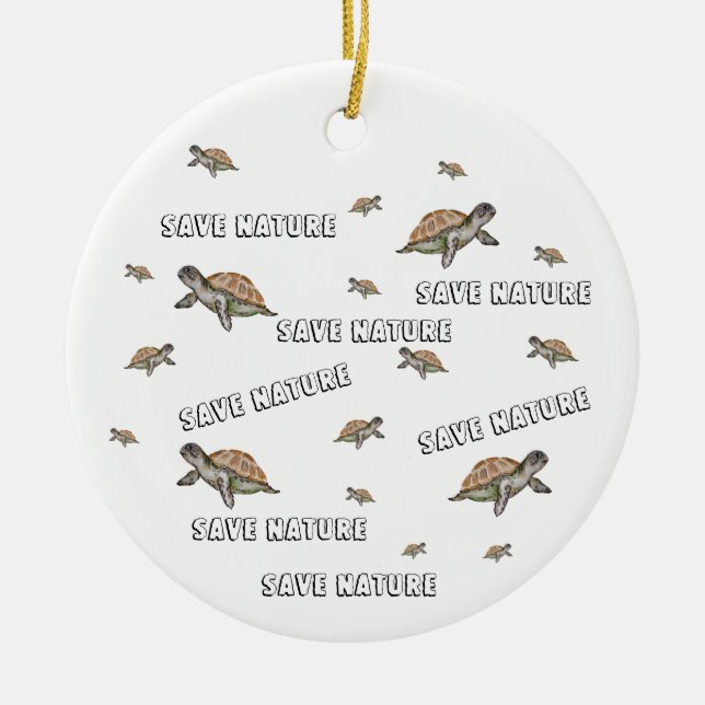 Aquarellschildkröte Rette Natur Keramik Ornament (Vorne)