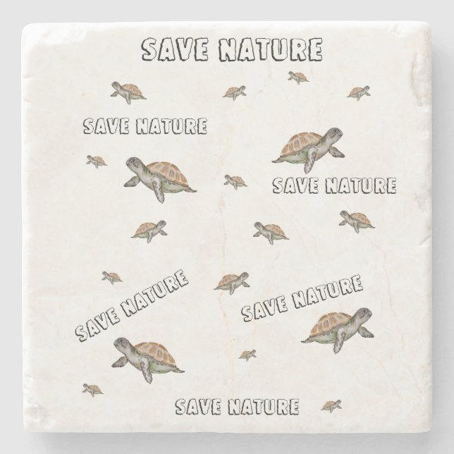 Aquarellschildkröte Rette Natur Steinuntersetzer (Vorderseite)