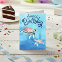 Aquarellschildkröten glücklich zum Geburtstag
