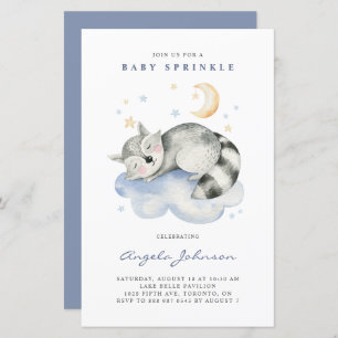 Aquarellschläfer Raccoon Baby Sprinkle Einladung