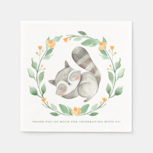 Aquarellschläfer Raccoon Kinderdusche Serviette