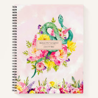 Aquarellschlange und Personalisiertes Blumenblatt