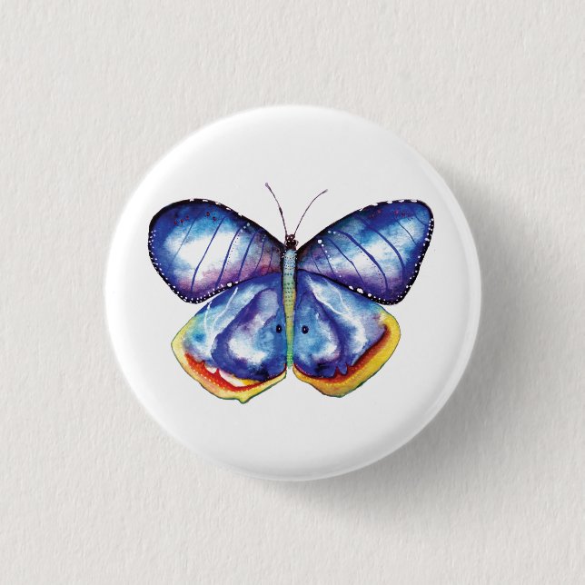 Aquarellschmetterling Runder Abzeichen Button (Vorderseite)