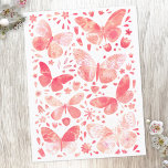 Aquarellschmetterlingsmuster Pink Postkarte<br><div class="desc">Korallenrosa und weiße Schmetterlingsfarbe.</div>