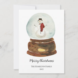 Aquarellschnee Globe & Snowman Weihnachten Einladung