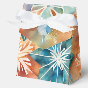 Aquarellschneeflocken Weihnachten Gefallen Geschen Geschenkschachtel