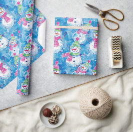 Aquarellschneemänner - Illustration Weihnachten Geschenkpapier