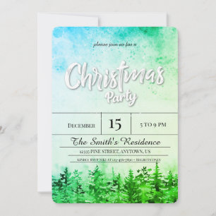 Aquarellschneewald Weihnachten Einladung