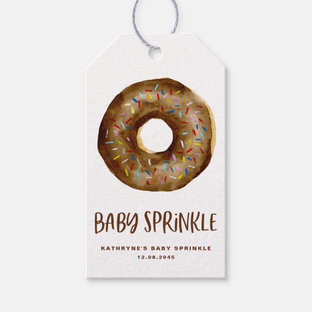 Aquarellschokolade Donut Baby Sprinkle Vielen Dank Geschenkanhänger (Vorderseite)