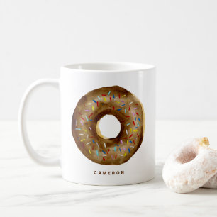 Aquarellschokolade Donut Sprinkles Personalisiert Kaffeetasse