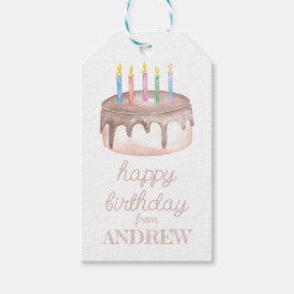 Aquarellschokolade Geburtstagskuchen & Konfetti Geschenkanhänger