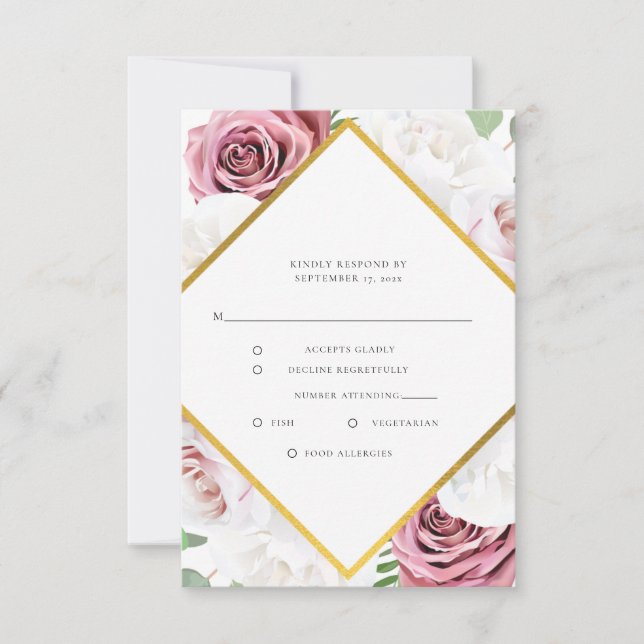 Aquarellschrift Blumenschrift Moderne Hochzeit RSVP Karte (Vorderseite)