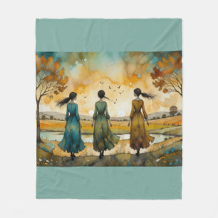 Aquarellschwestern Fleecedecke
