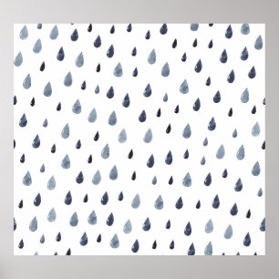 Aquarellseile, Indigo-nahtloses Muster. Poster