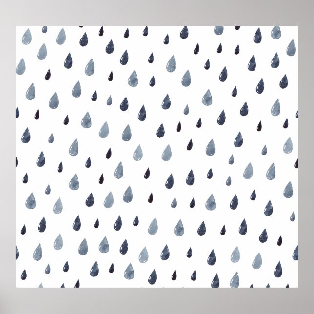 Aquarellseile, Indigo-nahtloses Muster. Poster (Vorne)