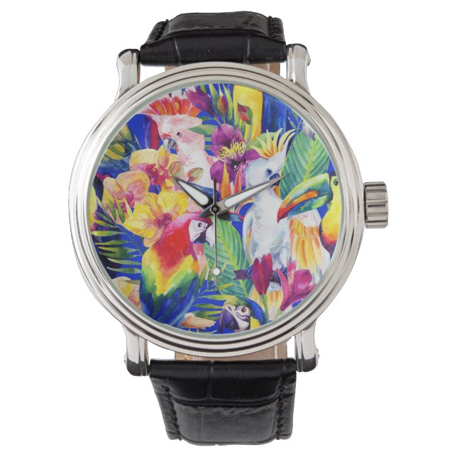 Aquarellsittiche Armbanduhr (Vorderseite)