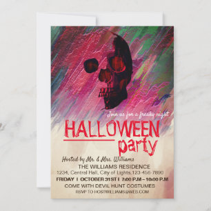 Aquarellskelett Rosa gestrichene Halloween-Kunst Einladung
