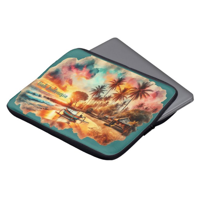 Aquarellsketch Bali Indonesia Tropical | Laptopschutzhülle (Vorne Oben)