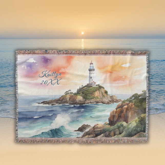 Aquarellsketch Byron Bay Lighthouse Monogram | Decke (Von Creator hochgeladen)