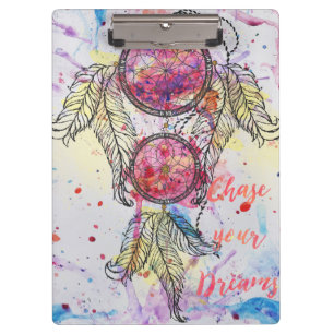 Aquarellskizze Dreamcatcher "Chase your Dreams" Klemmbrett