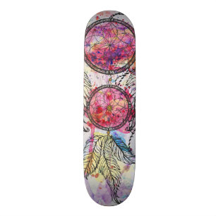 Aquarellskizze Dreamcatcher "Chase your Dreams" Skateboard